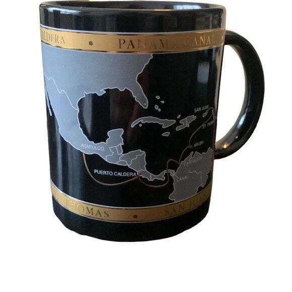 Pre Owned Regal Princess Panama Canal Cruise Coffee Mug Cup Gold Blue - Picture 8 of 11